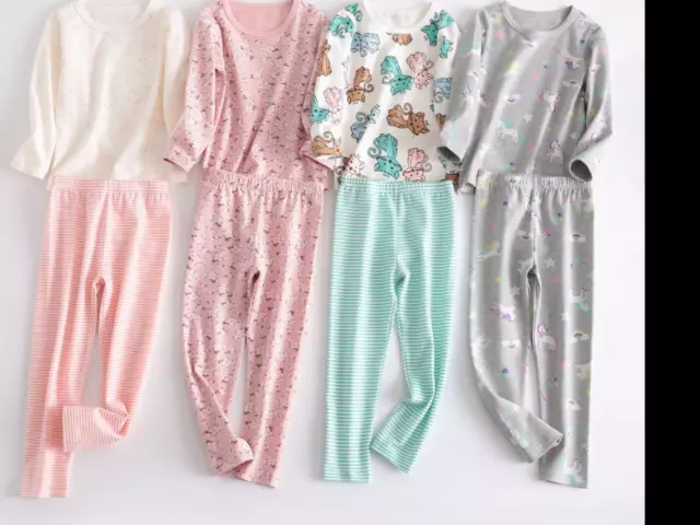 Girls pjs set of 4. Age  3-8yrs from £10. long sleeve soft cotton. 2 sets left