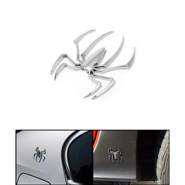 Car Stickers Metal Spider Shape Emblem Chrome 3D Truck Motor Decal Decoration