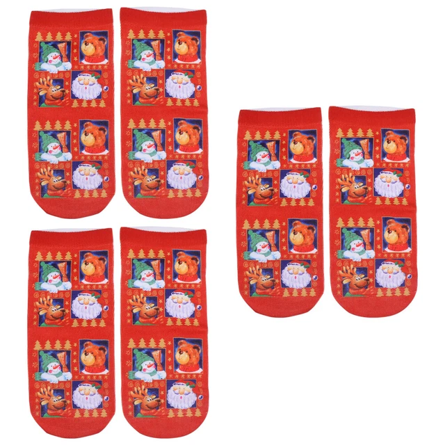 3 paia calze natalizie bambini calze tabi con stampa 3D scarpe calzini stampa