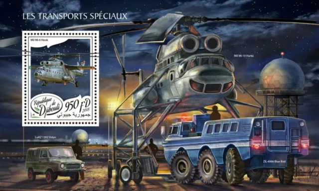 MIL Mi-6 Hook & Mi-10 Harke Helicopter Aircraft Stamp Sheet (2018 Djibouti)