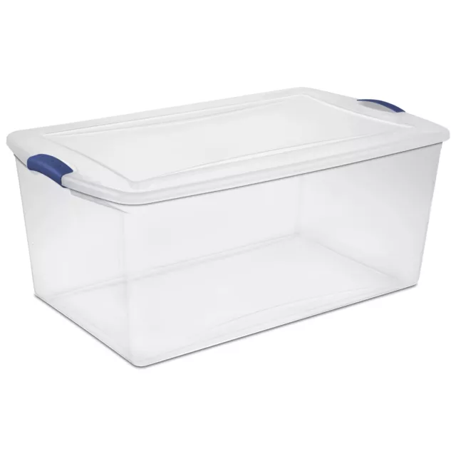 105 Qt. Clear Plastic Latching Box, Blue Latches with Clear Lid,New