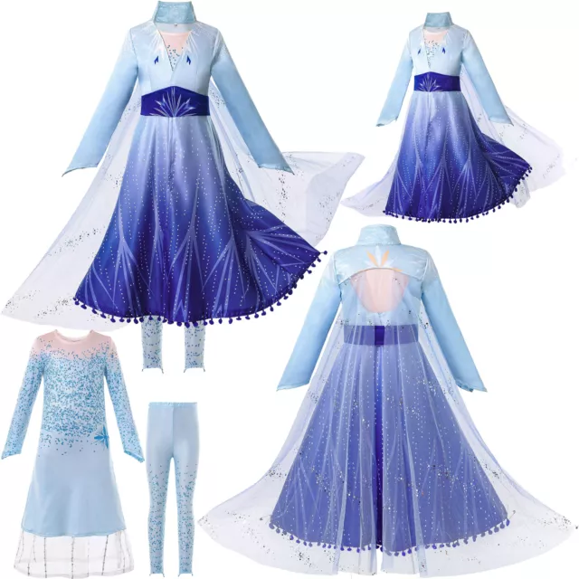 Abito da principessa congelato per ragazze festa di Natale abito cosplay blu