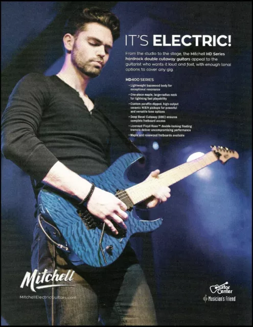 Mitchell HD Series HD400 double cutaway electric guitar advertisement ad print