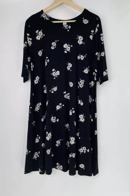 Old Navy Women’s Black Floral Knit Swing Dress Size XL