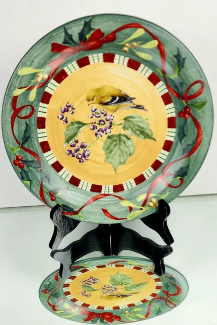 Lenox Winter Greetings, 10.75" Dinner Plate, GOLDFINCH, Ribbons/Holly & Birds