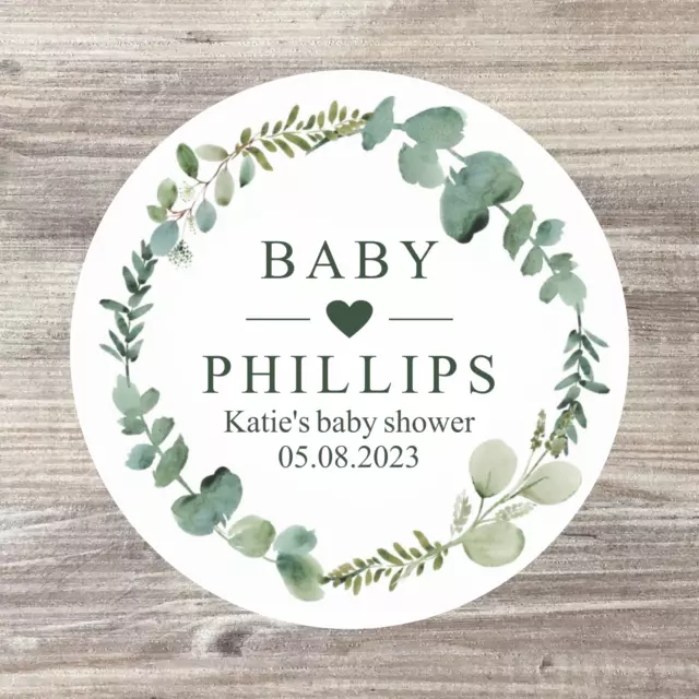 48 x Baby Shower Stickers, Personalised Babyshower Favour, Baby Name, Thank You