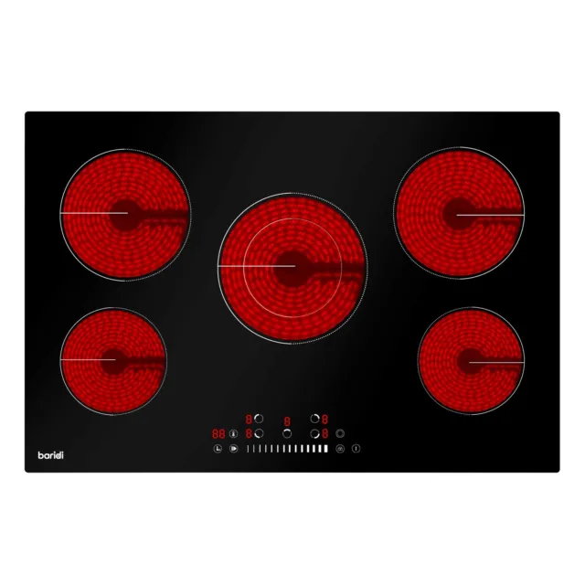 Baridi 77cm Ceramic Hob with 5 Cooking Zones, Slider Touch Control, 8200W- DH175
