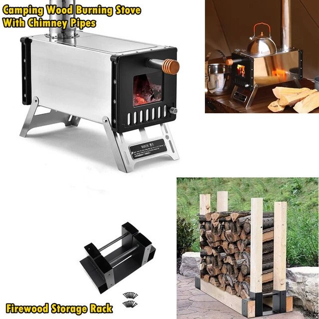 TENT STOVE WITH Chimney Pipes Camping Burning Stove/Firewood Storage