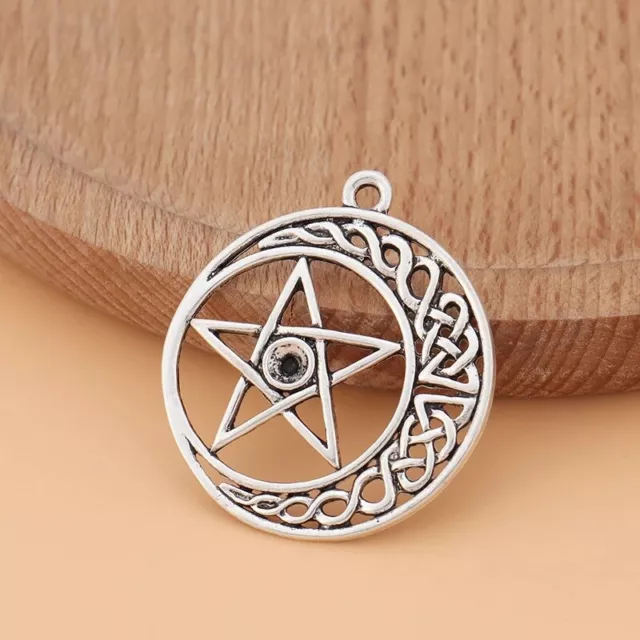 10 x Tibetan Silver Tone Celtic Knot Pentagram Pentacle Charms Pendants 34x30mm