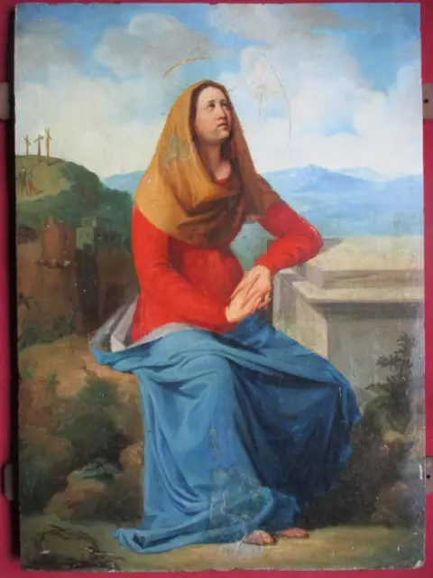 Gemälde Maria Kreuzigung Öl auf Holztafel - verm. um 1800
