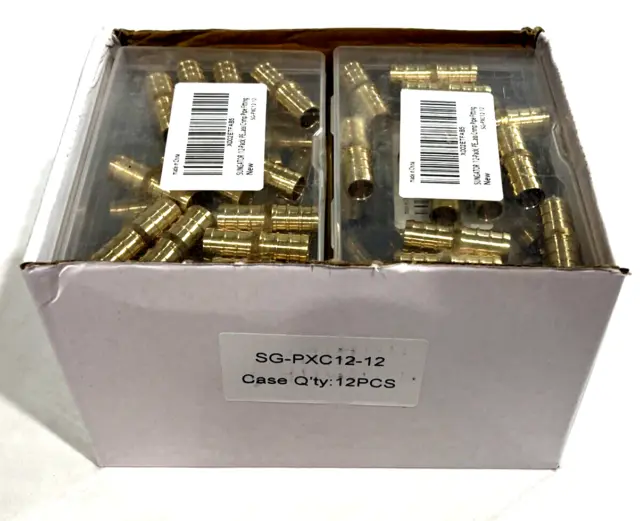 Sungator Pex 1/2" Straight Brass Coupling Lead Free Fitting (12 Boxes of 12)