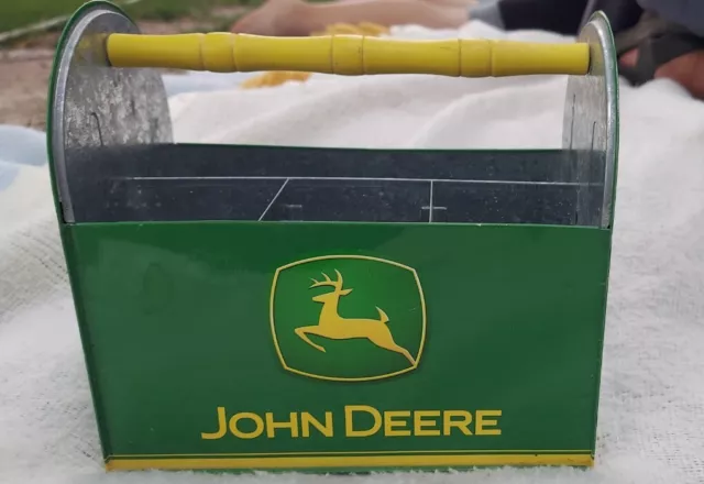 John Deere Metal Tin Tool Box Desktop Caddy