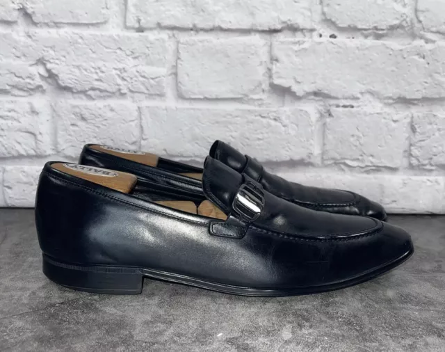 Salvatore Ferragamo Men's 56973 Black Leather Slip On Loafers Size 9d