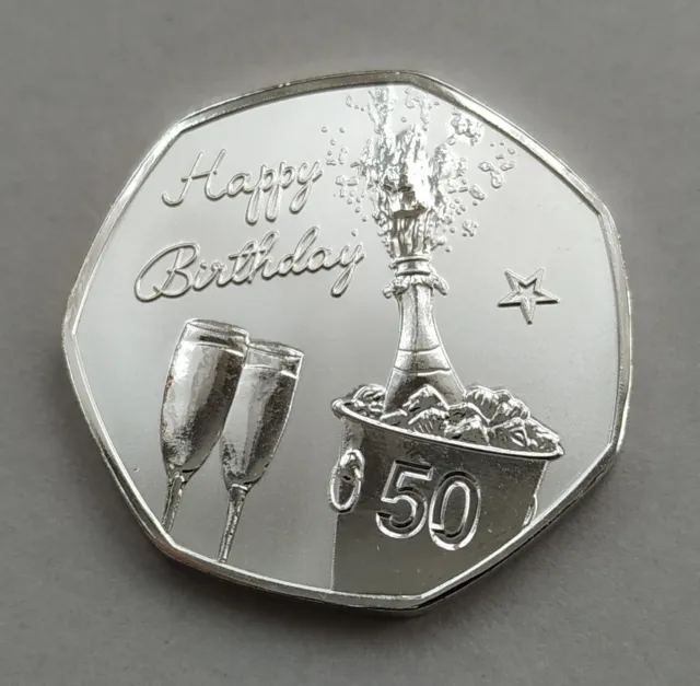 Happy 50th Birthday Silver Plated Commemorative Coin / Gift / Present