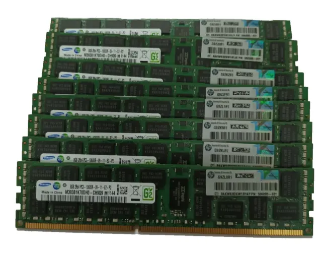 HP  8 X  8GB 2Rx4 PC3-10600R DDR3 1333MH ECC SERVER MEMORY SAMSUNG 500205-071
