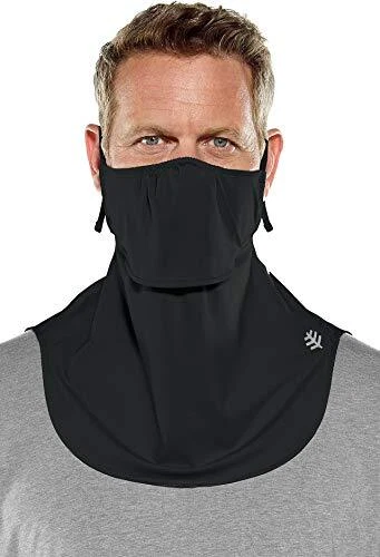 UPF 50+ Men's Women's Vermilion UV Layered Mask - Sun Protective One Size Black