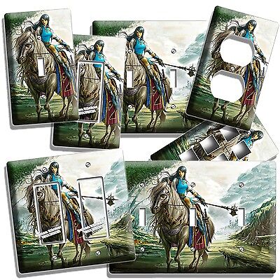 Warrior Girl On A Wild Horse Light Switch Wall Plate Outlet Bedroom Gamer Decor