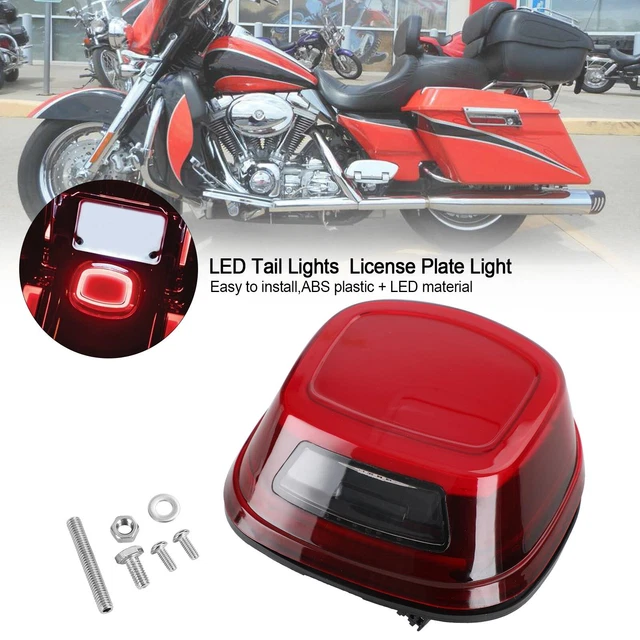 LED Tail Lights License Plate Light For Touring Softail Dyna Sportster 99-Up Red