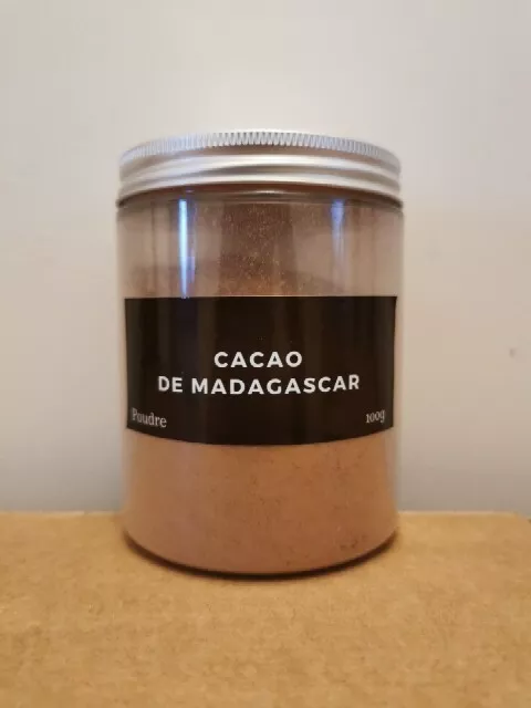 Cacao poudre De Madagascar - Lot de 2 boîtes de 100g - 100% NATUREL - SANS SUCRE