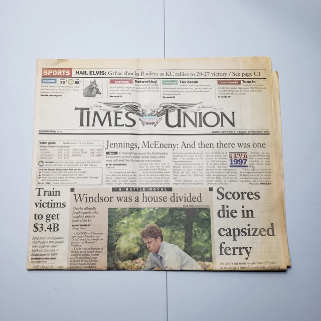 TIMES UNION THE Tragic Death of Princess Diana September 9 1997 £8.89 ...