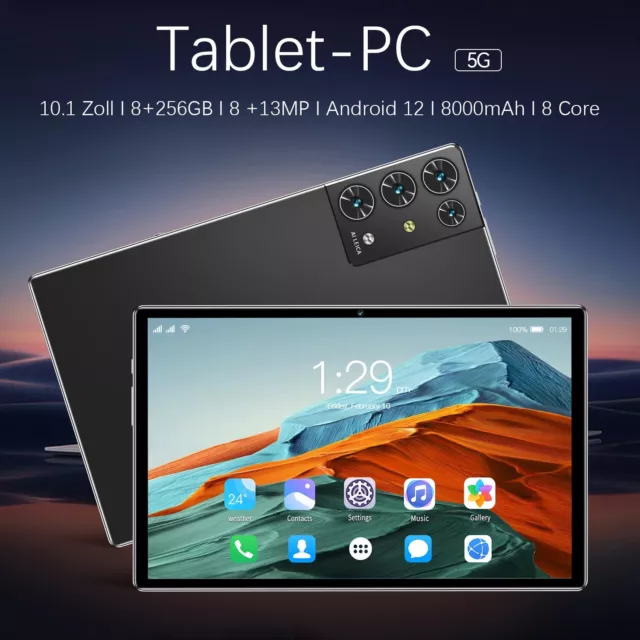 Tablet 8GB RAM+256GB ROM Tablets Octa-Core Goggle 10,1 Zoll GPS Netflix PC 3