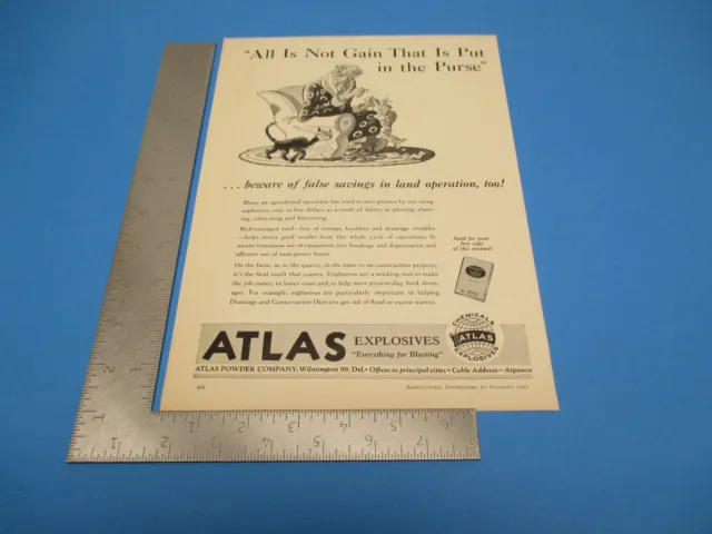 1945 Print Ad Atlas Powder Company Chemicals Explosives Agriculture PA1945