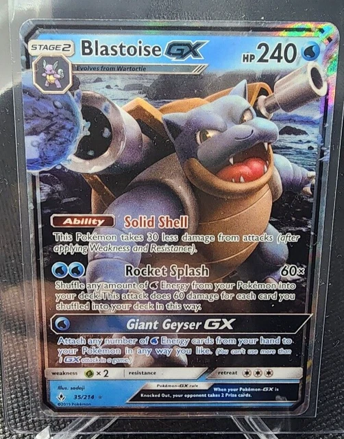 Pokemon Unbroken Bonds Blastoise GX Card 35/214 NM-M