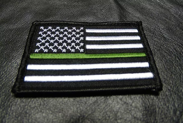 Sheriff Thin Green Line Usa Flag  Law Enforcement Tactical Swat Hook Patch