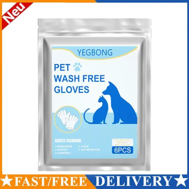 6pcs Cats Dogs Cleaning Gloves Non Woven No-Rinse Disposable Pet Gloves Wipes