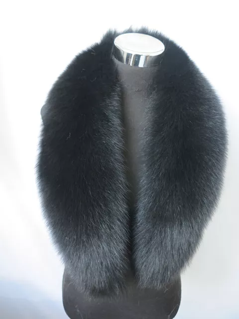 100% Real fox fur collar neck wrap /scarf black unisex jacket collar 100*17cm