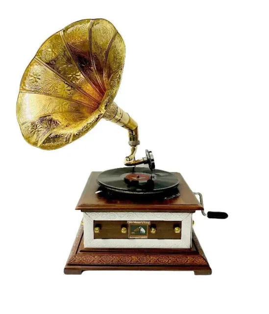 Réplica Estilo Vintage HMV Gramófono Funcional Funcional Funcional Funcional Audio Win-up