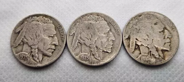 1935 Buffalo Nickels (Lot of 3)