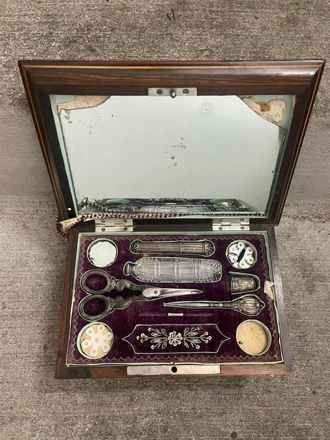 Antique French Palais Sewing Box Mother of Pearl