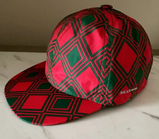 NWT Kiton Diamond-Print Baseball Cap Hat Red Size L