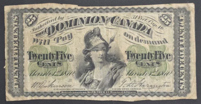 DOMINION OF CANADA 1870 - 25 CENTS banknote