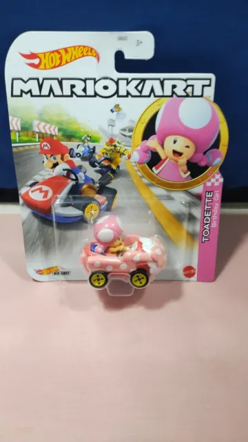 Hot Wheels Mariokart Toadette Birthday Girl Diecast 1:64 Scale New Mattel