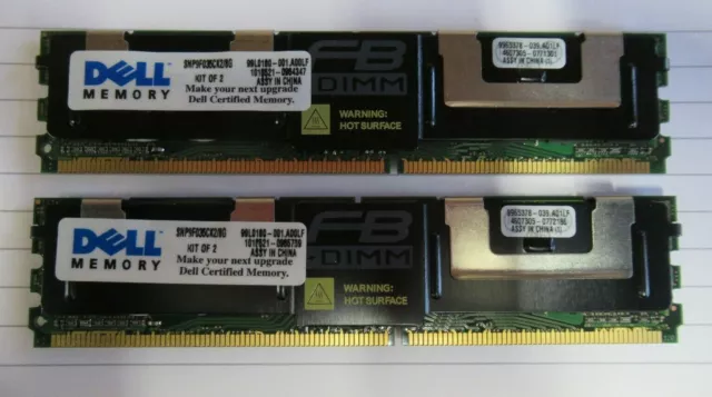 Dell SNP9F036CK2/8G 8GB (2x4GB) PC2-5300 DDR2-667MHz ECC CL5 240-Pin DIMM Memory