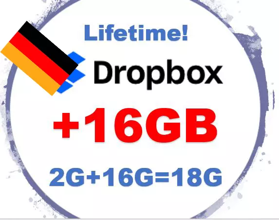 Dropbox 16 GB lebenslanges Upgrade Dauerhafter Speicherplatz 24-Stunden-Versand