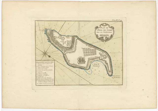 Antique Map of Gorée Island, Senegal