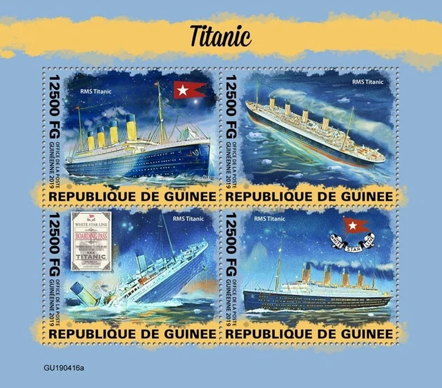 RMS TITANIC WHITE Star Line Ocean Liner Ship Stamp Sheet 22 (2019