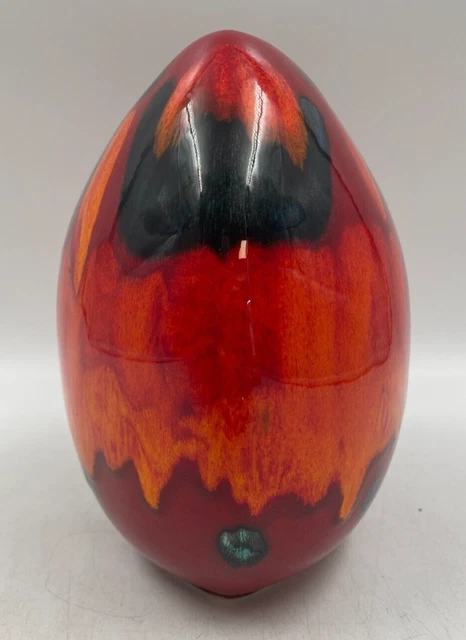 Poole Pottery Volcano Purse Vase Small 20cm Red Orange Blue T2935 C3441 3