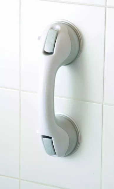DRIVE DEVILBISS HEALTHCARE 12 Inch Suction Cup Grab Bar with Release Levers Grey