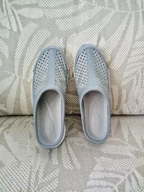 Easy Spirit Women's Slip On Shoes Traveltime Clog Mule Sparkly Silver!