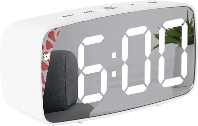 Reloj despertador digital LED TFUFR reloj espejo con calendario de temperatura y fecha, para