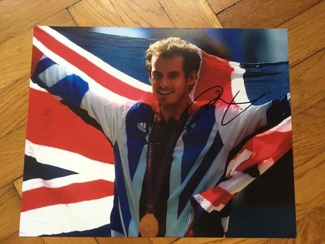 ANDY MURRAY WITH GOLD MEDAL hand signiert Foto, Autogramm Signed Photo Tennis
