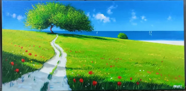 Roberto Mauri "Paesaggio a colori verde" olio su tela