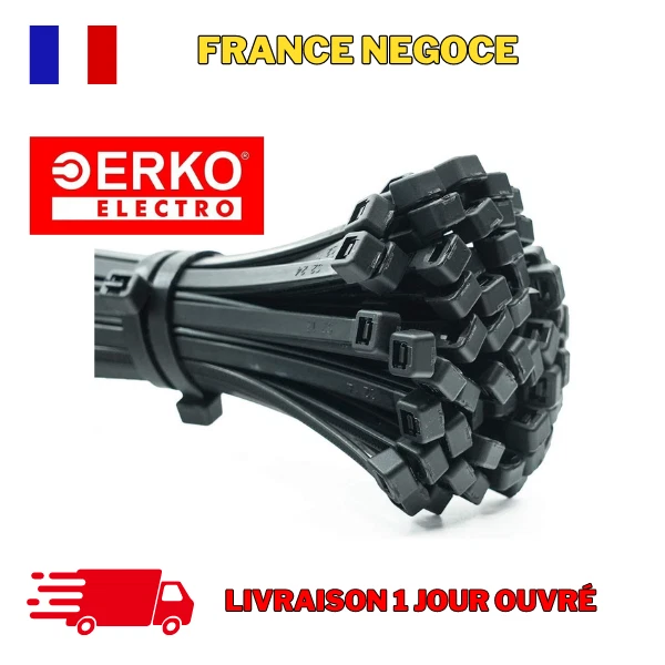 Collier câble de serrage attache autobloquant ERKO - Rislan - Serflex 100x2,5mm