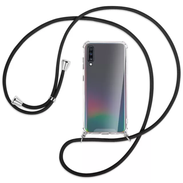 Collier pour Samsung Galaxy A70 noir (A) Etui Coque de protection avec cordon