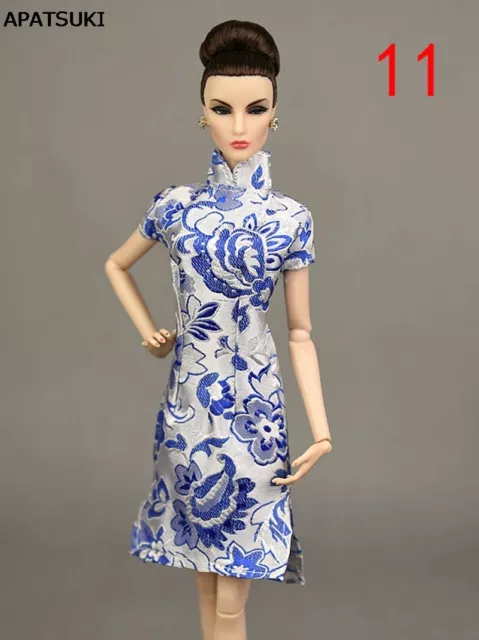 1/6 Blue Handmade Traditional Dress For 11.5" Doll Clothes Cheongsam Qipao Toy
