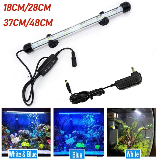 Aquarium Underwater Light for Fish Tank Timer LED Submersible Lamp White & Blue